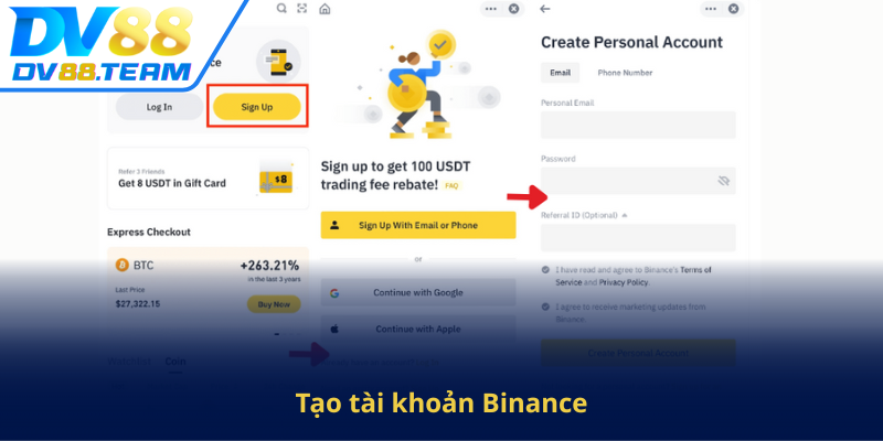 Tao Tai Khoan Binance